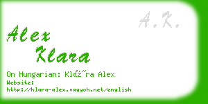 alex klara business card